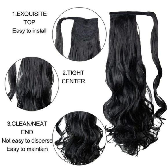 Ponytail Extensions Long, 20 Inch, Black - Picture 4 of 9